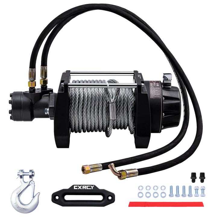 CXRCY Hydraulic Winch 1/2'x78FT Steel Cable - BMR100 Motor, 36:1 Gear Ratio - Great for Wreckers, Trailers...