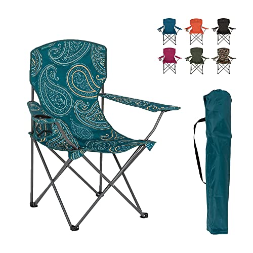 Highlander Camping Chair – Compact & Lightweight Folding Chair, 2.2kg, Portable Chair for Outdoors, Durable Steel Frame Arm Chair with Cup Holder