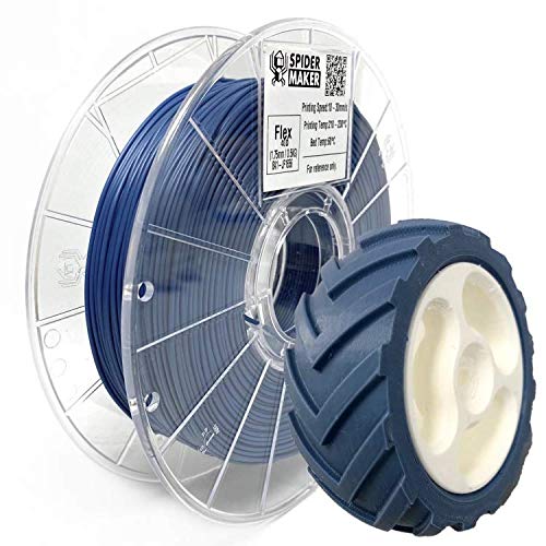 SpiderMaker SpiderFlex Matte Finish Flexible TPE 3D Printing Filament - Shore 85A, 1.75mm, 500g (Iron Blue)