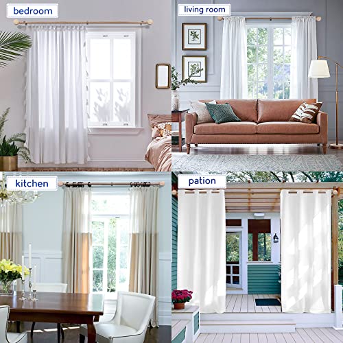 Wood Curtain Rods For Windows: 1 Inch Diameter Adjustable Drapery Rods 48" To 86", Decorative Window Curtain Rods With Imitation Wood Grain Leaf Pattern Finials,2 Pack Heavy Duty Curtain Rods For Bedroom Kitchen Window Office #TOP6