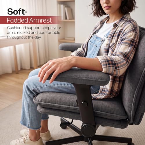 Image of DROGO Zen Pro Criss Cross Legged Office Chair for Work from Home with Flip-Up Armrest & Wide Thick Cushion Seat | Computer Study Chair with Adjustable Height, Recline & Heavy Duty Metal Base (Grey)