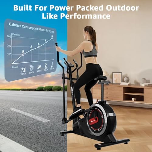 PowerMax Fitness EH-350S Elliptical Cross Trainer for Home Gym | 120KG Max User | 6KG Flywheel | 8-Level Magnetic Resistance | Adjustable Seat, LCD Display | Quiet Belt Drive for Full Body pro Workout - Image 3 of 5