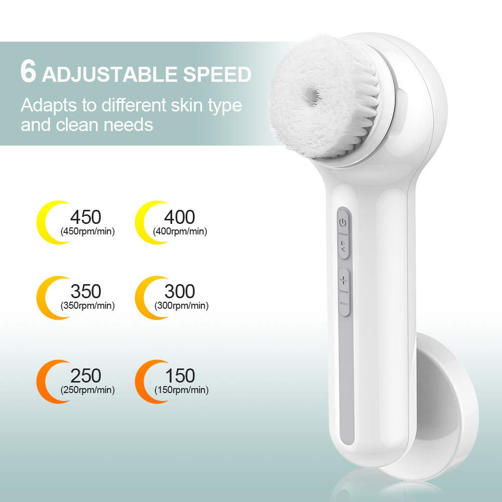 TOUCHBeauty Electric Facial Brush with Advanced ±360° Spin Cleansing Brush & Professional Bamboo Charcoal Brush, Dual-Charging System for Home use or Travel TB-1766