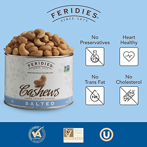 FERIDIES Jumbo Lightly Salted Cashews - 18oz Vacuum Sealed Tin - GMO Free and Kosher - Image 3