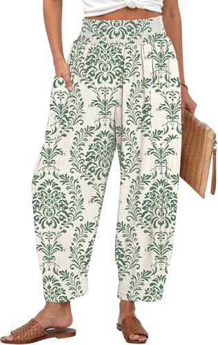 Image of TARSE Women's Linen Wide Leg Pants Baggy High Waist Palazzo Pants