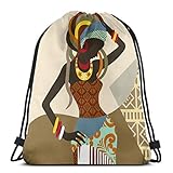 African Art Women Unisex Home Rucksack Shoulder Bag Sport Drawstring Backpack Bag