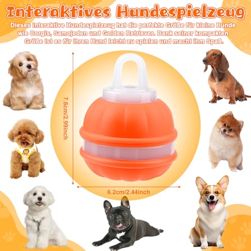 Interaktives Hundespielzeug, Hundespielzeug Unzerstörbar, Interaktiver Spielball für Hunde, Hundeball Elektrisch Ball mit Schwanz 3 Spielmodi 3 Kauschnüren USB,Intelligentes Hundespielzeug Ball(Orange