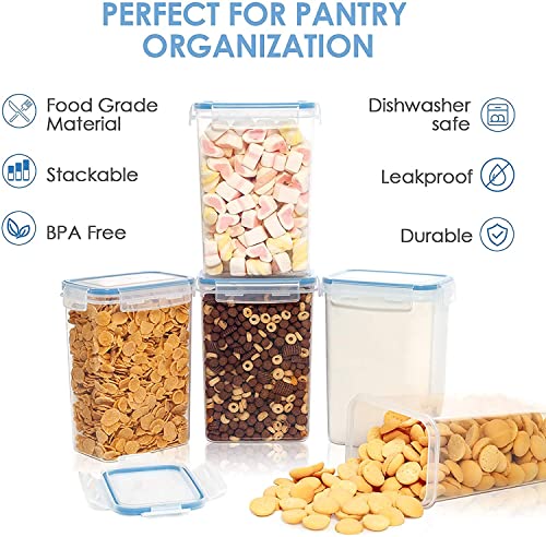 Image of Kitchen Storage Container Set Food Safe BPA Free Plastic Kitchen Containers &Jars 500mlx5-1000mlx5-1500mlx5-2100mlx5 Cereal Dispensers Airtight Fridge Container with Leakproof Lid (Pack of 20)