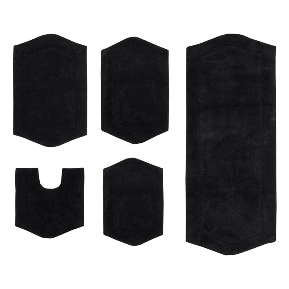 Luxurious 100 Absorbent Cotton Bath Rugs for Bathroom Set of 5 Pretty Durable Design Rectangle Shape Extra Thick