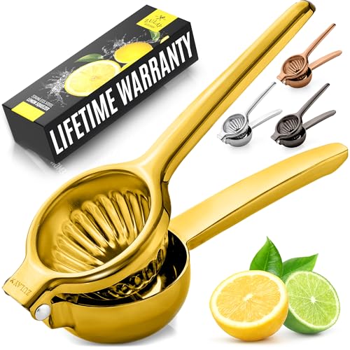 Image of Zulay Kitchen Lemon Squeezer Stainless Steel - Premium Quality, Heavy Duty Solid Metal Squeezer Bowl - Large Manual Citrus Press Juicer and Lime Squeezer Stainless Steel - Gold
