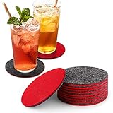 homeasy Glasuntersetzer Rot(10er) - Schützt empfindliche Hochglanz lackierte Tischoberflächen vor verkratzen sowie auch bei Tassen mit heißem Inhalt wie Kaffee oder Tee ect.