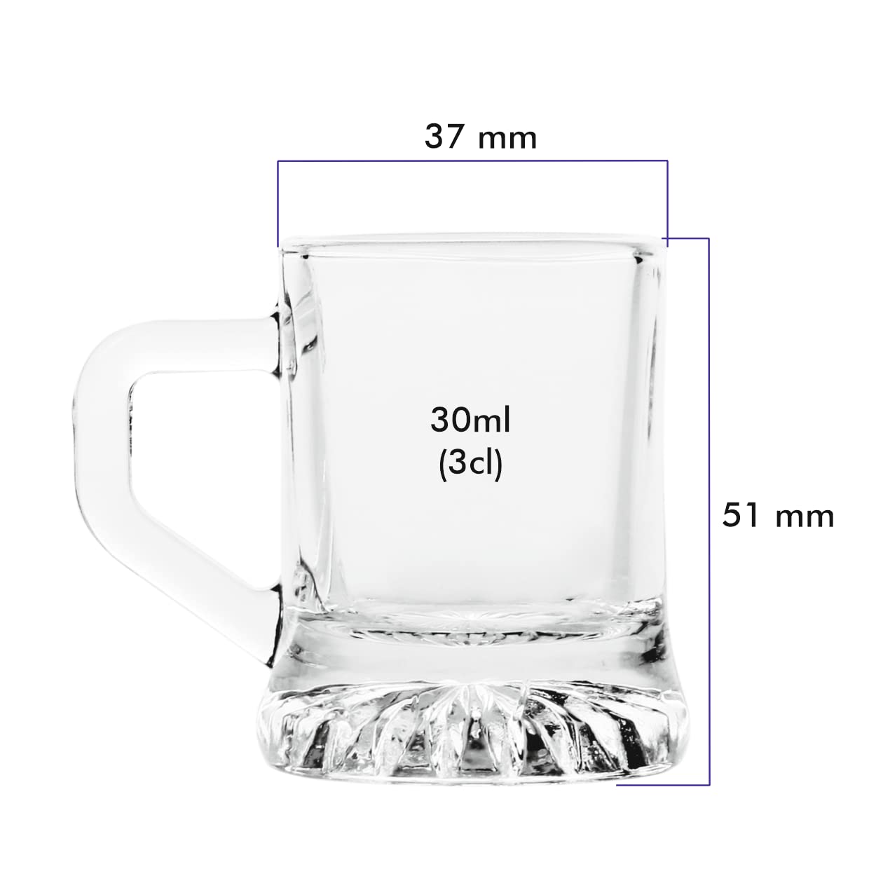 Kieliszki KRUG SHOT – Nadają się do Zmywarki – Mocne, Stabilne Dno – Kufelek z Uszkiem – Bardzo Wytrzymałe Kufelki do Wódki – 4,9x3,6cm – 30ml – 6