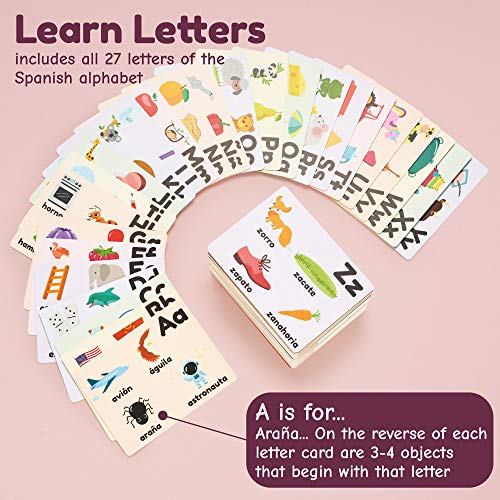 Spanish Flash Cards For Kids And Toddlers - 101 Cards - 202 Sides - Learn Shapes, Numbers, Colors, Body Parts, Counting, Letters & More - Great Value, Fun Learning And Educational Flashcards #TOP2