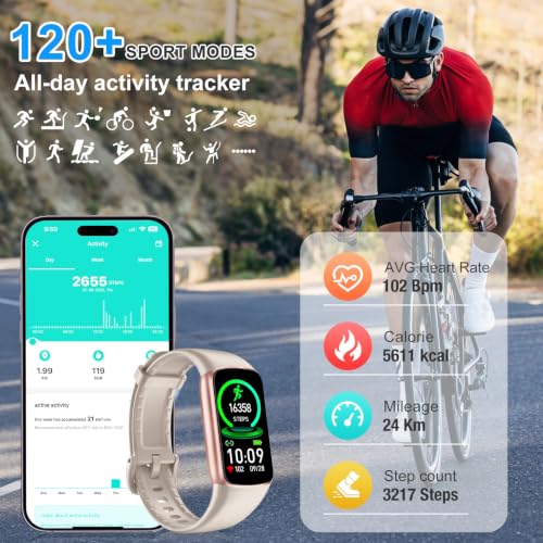 Image of Fitness Tracker with 24 /7 Heart Rate Blood Oxygen Sleep Monitor, 123 Sports Modes Step Counter, 1.47'' HD Screen Activity Trackers, Calorie Smart Watches Pedometer for Women Men