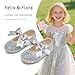 Felix & Flora Toddler Girls Glitter Silver Dress Shoes Size 6 Flower Girl Mary Jane Ballet Flats for Wedding Party