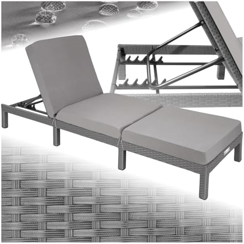 tectake® Polyrattan Sonnenliege mit 6-Fach höhenverstellbarer...