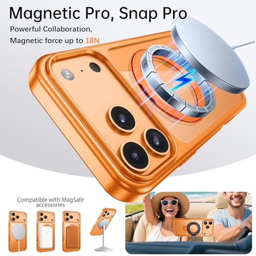 Image of YINLAI for iPhone 17 Pro Case 6.3-inch, Magnetic Compatible with Magsafe, with 360 Rotatable Ring Stand, Anti-Fingerprint Skin-Friendly, Shockproof Full-Body Protective 17 Pro Case, Cosmic Orange