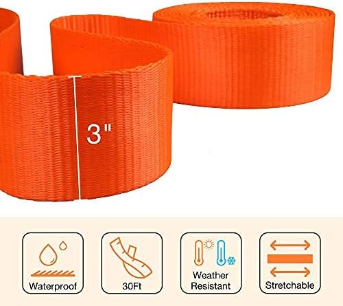 ATV Tow Strap 30ft Heavy Duty 3"x 30' 30000 lbs Break Strength,Car/Vehicles Tow Straps with Loop,RV Emergency Towing Strap Nylon Rope,Tree Saver Snatch Strap,Recovery Straps 4x4 Off Roads Accessories