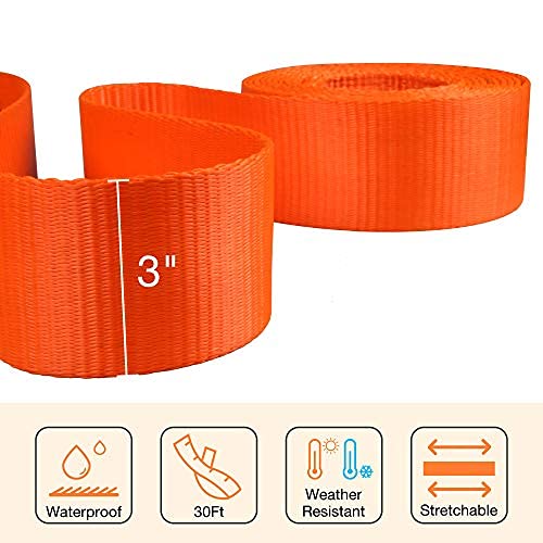 Sumpluct Recovery Tow Strap Polyester Recovery Strap 3" X30Ft 30,000 Lbs, Emergency Off Road Towing Rope, Tree Saver, Winch Extension, Triple Reinforced Loops #TOP3
