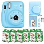 Fujifilm Instax Mini 11 Camera with Fujifilm Instant Mini Film (60 Sheets) Bundle with Deals Number One Accessories Including Carrying Case, Selfie Lens, Photo Album, Stickers (Sky Blue)