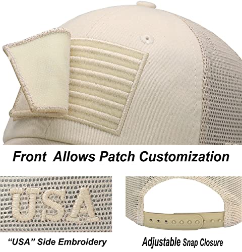 Image of Antourage American Flag Unconstructed Unisex Mesh Snapback Baseball Hat Cap for Men and Women +2 Patriotic Patches Included