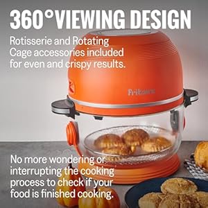 Non toxic air fryer glass airfryer 5 quart w 360 visibility self cleaning 400f vortex air fryer for even cooking bpa free teflon free 6 in 1 functions rotisserie roast bake orange  urban country home decor
