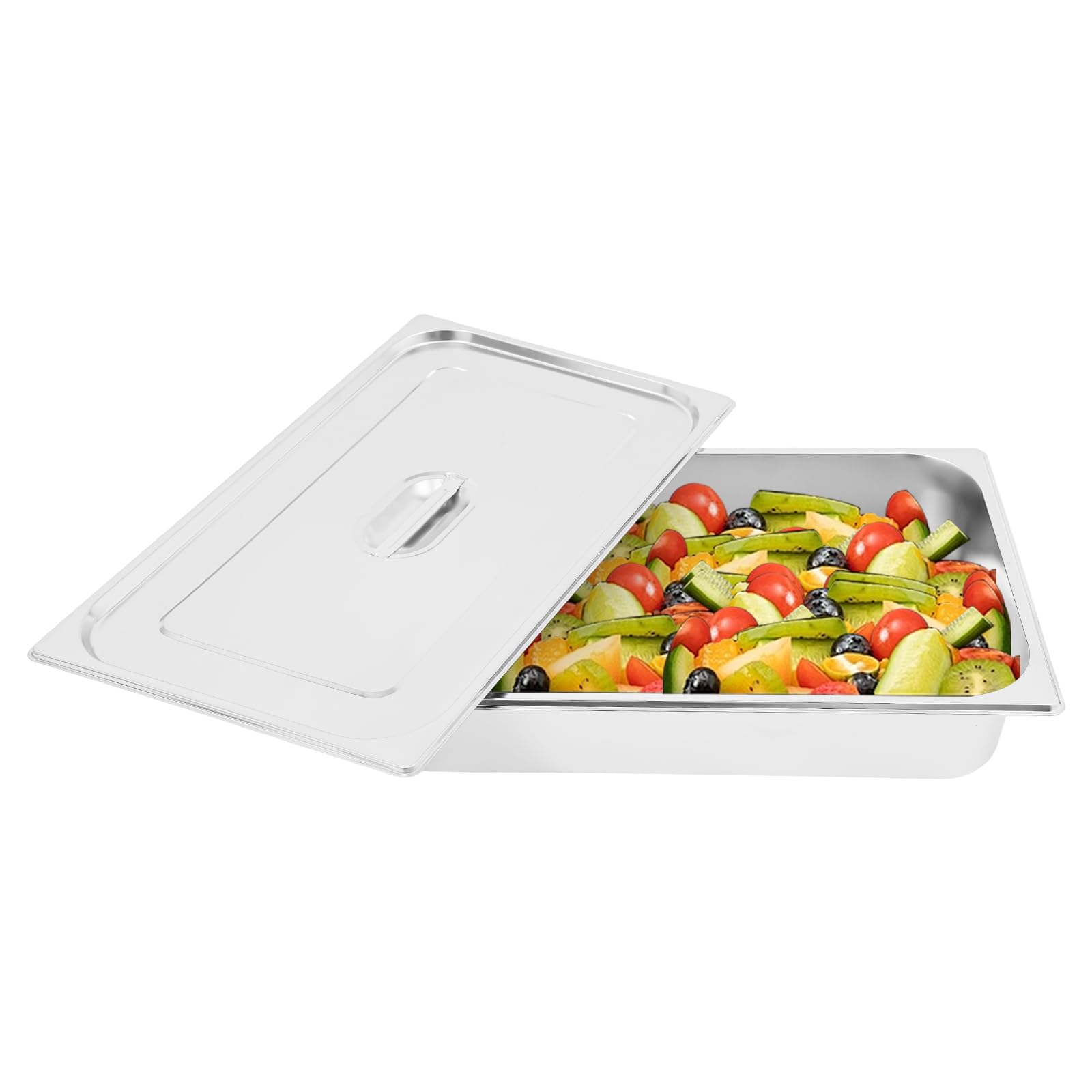 Set di 4 vassoi per alimenti GN 1/2 in acciaio inox 7,5 l, 32,5 x 26,5 x 10 cm, piatto da cucina profondo per buffet, ristorante, cantina