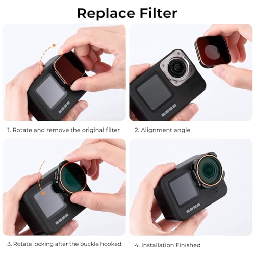 Image of K&F Concept 4-Pack Lens Filter ND8 ND16 ND32 CPL Compatible for GoPro Hero12 /Hero11 /Hero10 /Hero 9 Black, Neutral Density & Polarizing Lens Filter Kit Protector for Go Pro 13 /12 /11 /10 /9 Accessories