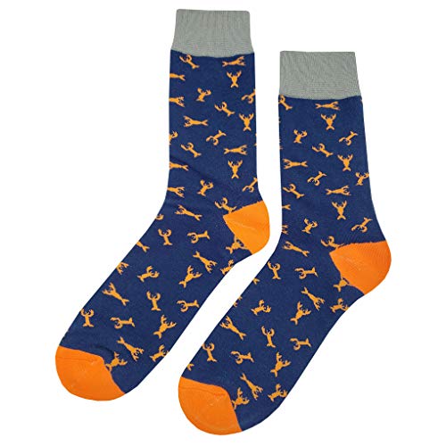 Mini Lobster Dress Socks Funny Novelty Crazy Fun Design Men Size 8-12 Cotton Casual Crew Colorful Funky Fancy Socks Gift for Men
