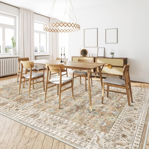HOMFINE Vintage Teppich - Schlafzimmer Teppich Wohnzimmer Teppich Waschbarer Teppiche Esszimmer...