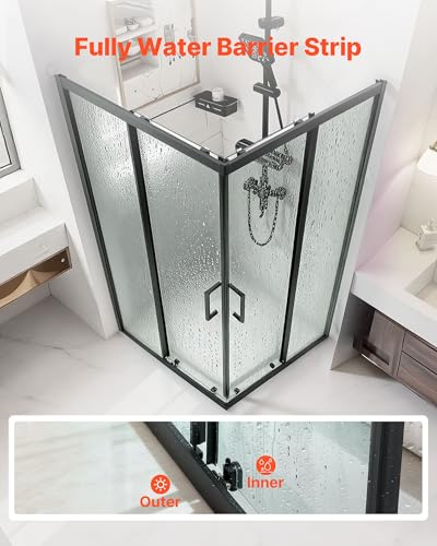 Image of VEVOR Shower Enclosure, 35 in. D x 35 in. W x 72 in. H, Framed Corner Double Sliding Shower Door with 1 /4 in. Clear Tempered Glass, Shower Stall for Walk in Shower (Shower Base Not Included)