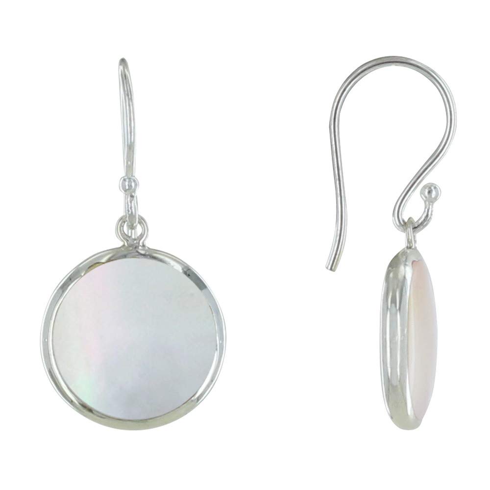 Boucles d'Oreilles Argent 925 Réversible Médaillon Ovale Nacre Ivoire et Abalone Bleu