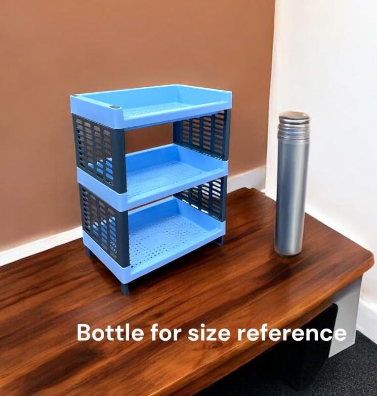 Image of C.S.M CSM 3-Tier Plastic Storage Rack, Blue