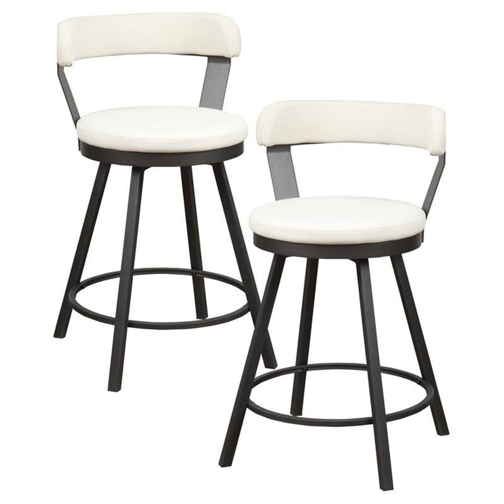 Photo 1 of *** BOX A ONLY***Lexicon Counter Height Stools Set of 2 - Appert Upholstered Swivel Counter Stools with Backs, Sturdy Metal Frame, Legs, 25 Inch Seat Height, Leather, Padded Seat, Back Rest, Foot Rest Bar, White