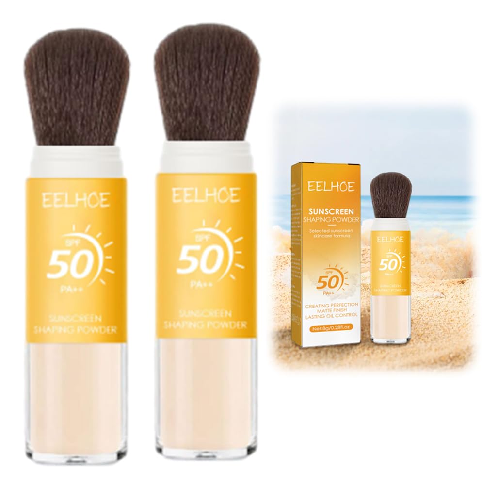 Mineral Sunscreen Setting Powder, protector solar facial SPF 50 PA++, protección solar para el rostro, control de aceite para la cara, acabado mate natural, duradero, ligero, transpirable, todo (2