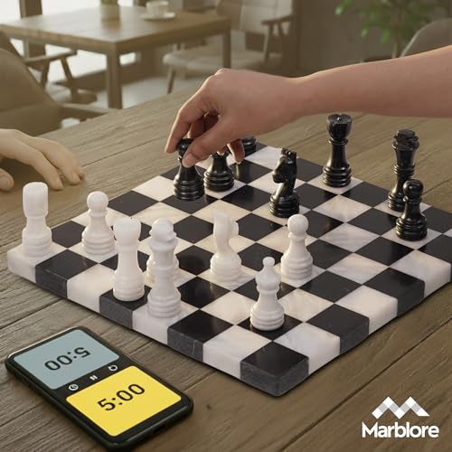 Juego de Ajedrez de Mármol 12 pulgadas con 32 piezas clásicas miniatura 2