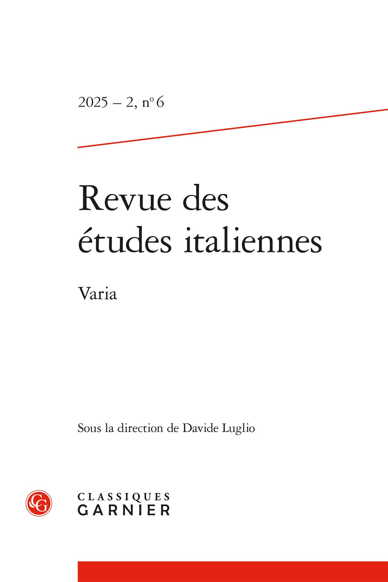 Revue des études italiennes: Varia (2025) (2025 - 2, n° 6)
