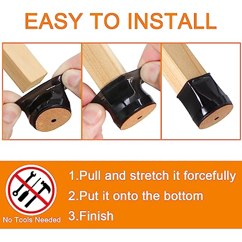 24 Pcs Chair Leg Floor Protectors for Hardwood Floors Silicone Covers to Protect Wood Tile Floors Felt Bottom Furniture Leg Caps Anti-Scratch Reduce Noise (Fit:1.3"-2")