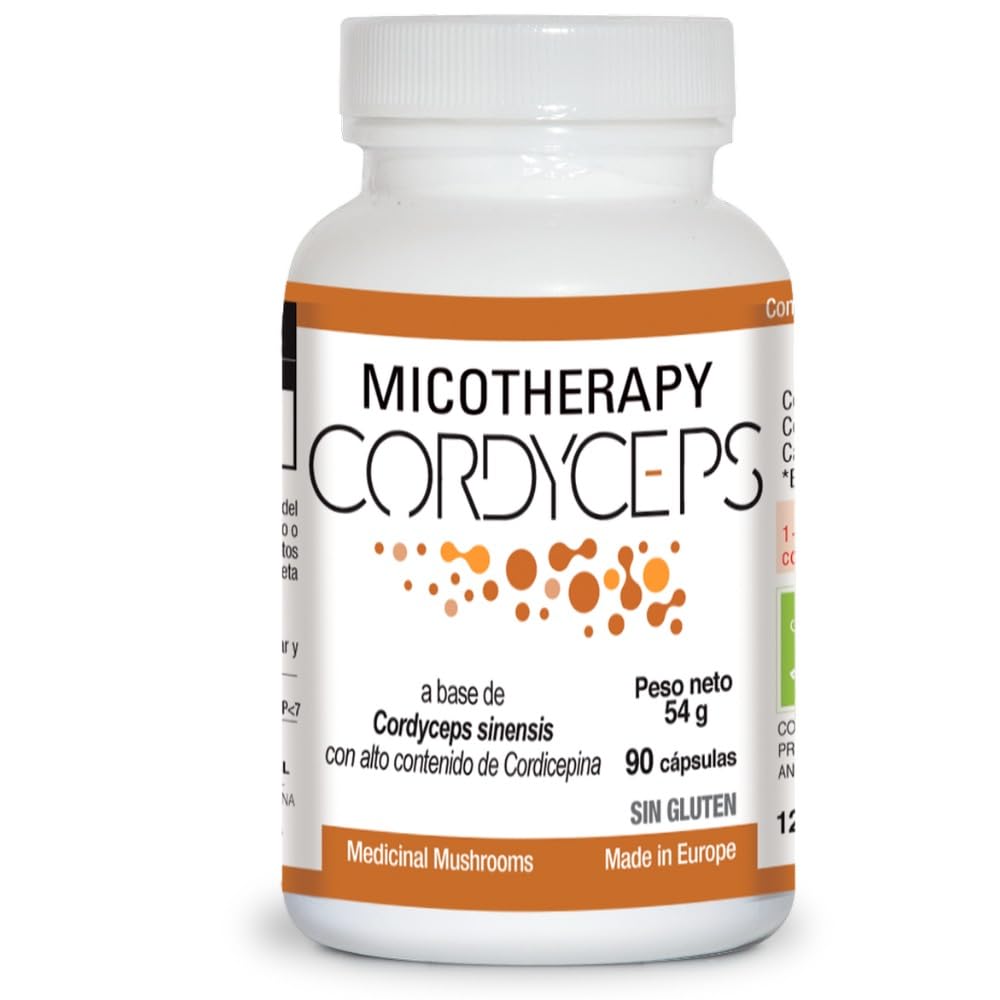 MICOTHERAPHY Cordyceps Sinensis 90 Cápsulas Mejora la Vitalidad, Aumenta la Energía, Mejora el Estrés Físico y Mental, Reduce la Inflamación, Mantiene los Niveles Hormonales en Equilibrio