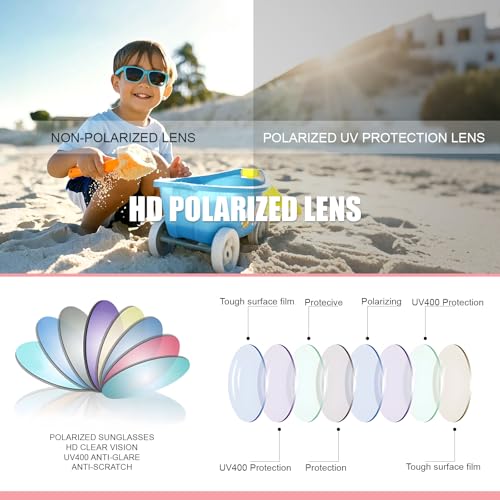 Image of Kids Polarized Sunglasses for Girls Boys UV400 Protection Classic Fashion sun Glasses Lightweight Material Age 3-10