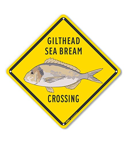 Panneau en aluminium Gilthead Sea Bream Crossing signalétique jaune 25,4 cm marine
