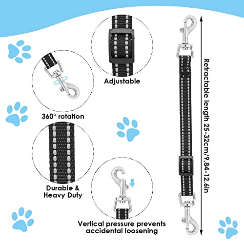 Cobee Hundehalsband Clips,2 Stück reflektierende Nylon Sicherheit Verstellbarer Haustier Hundehalsband Geschirrverbinder doppelseitiger Sicherungsverschluss Clip für Hundewelpen(schwarz, grau)