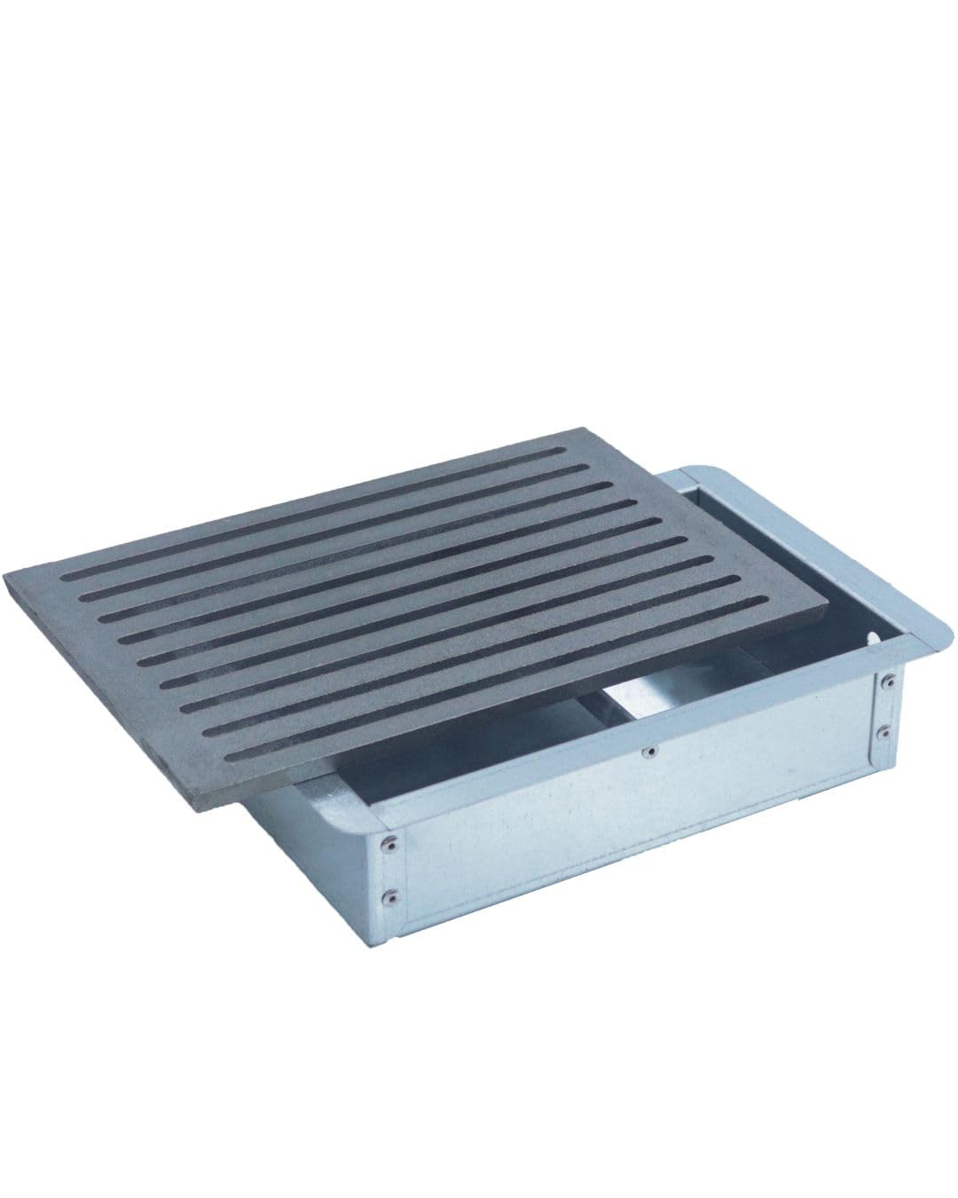Fonderia Bongiovanni | Griglia in Ghisa | Griglia per Camino | Stufa Pellet | Barbecue Fondello per Cenere | 20,5x31,5 cm | con Cassetto Raccolta Cenere Altezza 7 cm | Accessori Camino