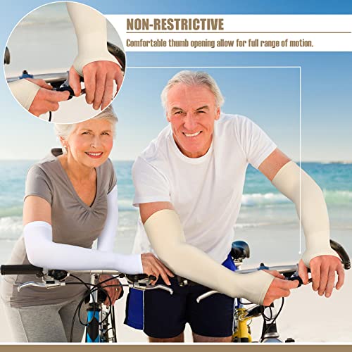 Eurzom 8 Pairs Elderly Skin Protector Sleeves Thin Skin Arm Sleeve Bruise Protective From Abrasions Tear Sun Exposure Compression Bruising Arm Protection Sleeve For Men Women #TOP2