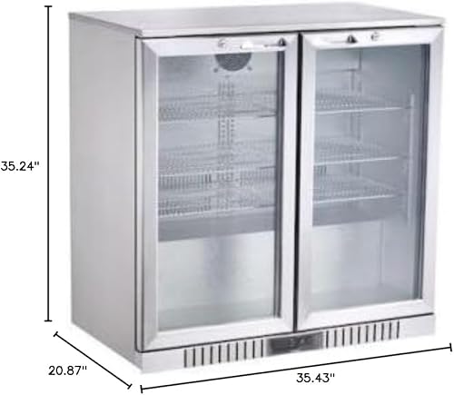 Miniatura 10 de BODEGA BODEGACOOLER - Enfriador de barra trasera con 2 puertas de vidrio, 7.4 pies cúbicos de acero inoxidable comercial con iluminación LED,