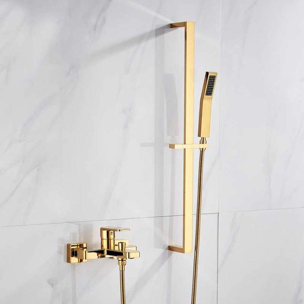 Zestaw prysznicowy Golden Shower Faucet Bateria prysznicowa jednouchwytowa Bateria ścienna mosiężna Zestaw prysznicowy łazienkowy Bateria z uchwytem, chrom A,Golden B