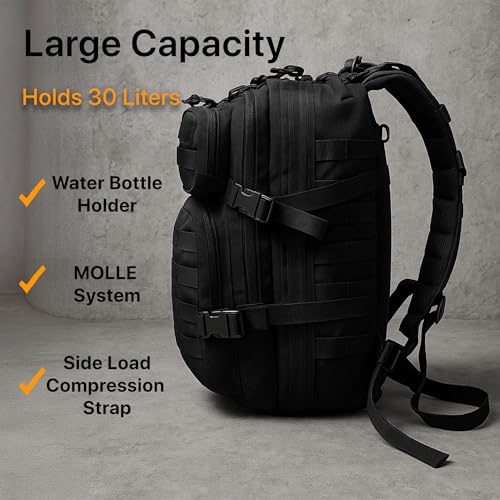 WESTEND 30L Tactical Backpack for Men – Military Assault Pack with MOLLE System, Heavy Duty Bug Out Bag for Outdoor Activity - Image 3