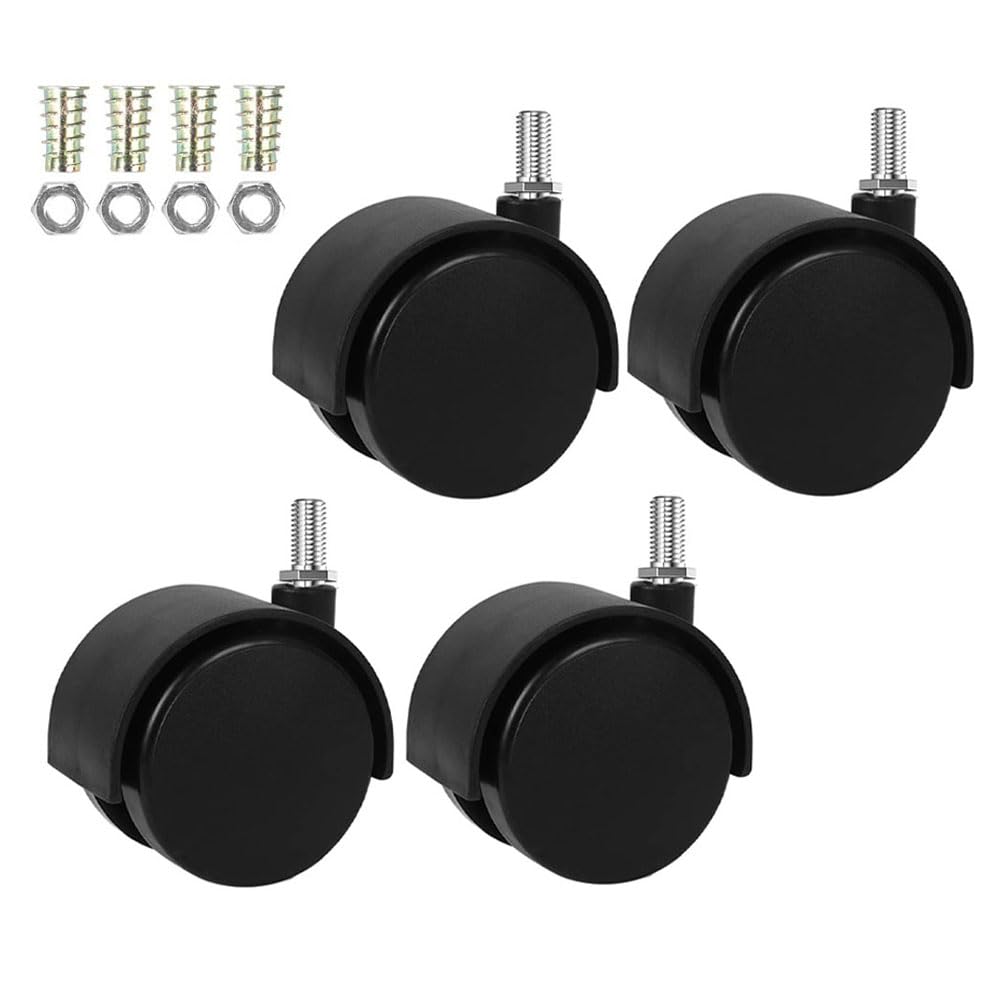 Photo 1 of Norgail 1.5 Inch Swivel Caster Wheels Nylon 360 Degree Threaded Stem Caster Wheel, M8 x 13mm, 100lb Total Capacity, Pack of 4