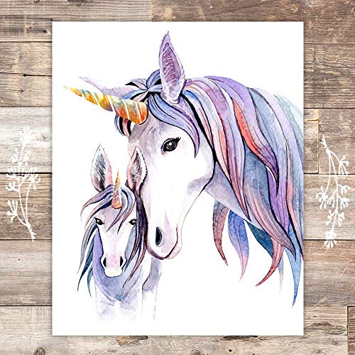 Unicorn Mother and Daughter Wall Decor For Girls Room - Art Print