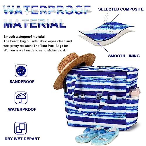 Image of Waterproof Beach Tote Pool Bags for Women Ladies Extra Large Gym Tote Carry On Bag With Wet Compartment for Weekender Travel